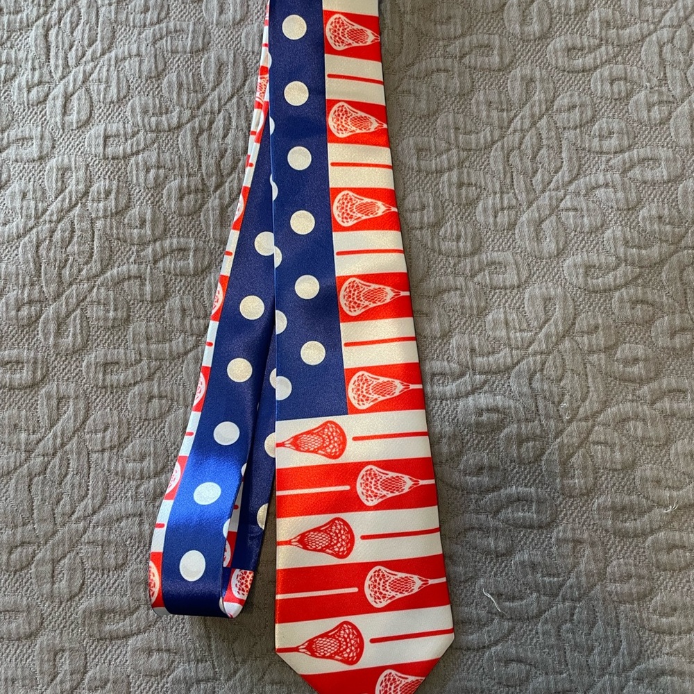 Red and Blue Lacrosse Tie